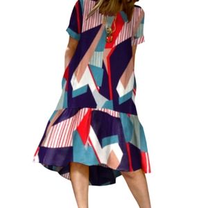 Abstract Print Pocket Dress